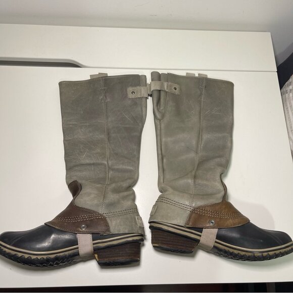 Sorel Women Slimpack Riding equstrian Boots Grey Brown Leather Waterproof in 8.5 - Picture 5 of 11